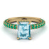 Hidden Halo Emerald Cut Aquamarine Engagement Ring - Ximena No. 404